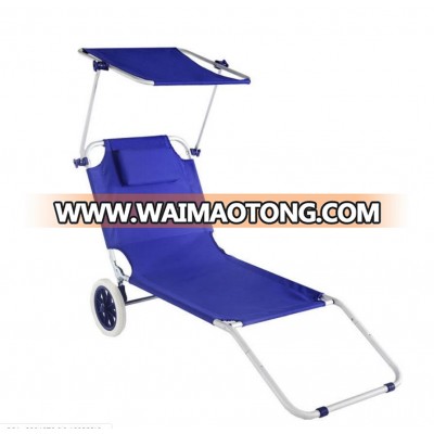 Factory lightweight aluminum Durable Sunshade folding beach chairs with wheels